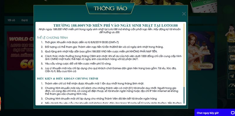 Hàng loạt siêu khuyến mãi LOTO188 dành cho mọi thành viên 2 Sinh Nhật Nhận Quà Lớn