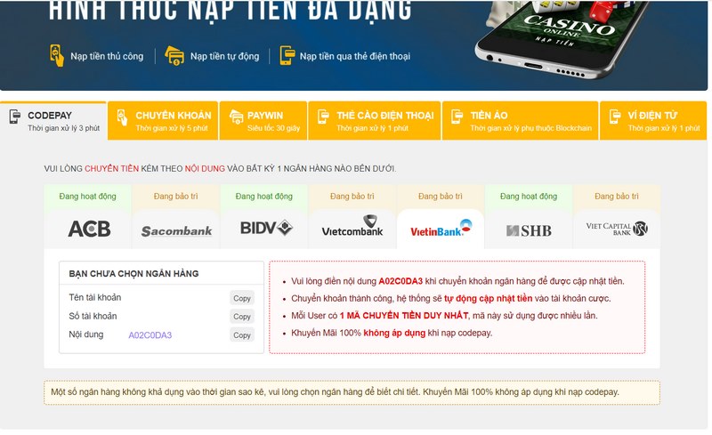 Nạp tiền FIVE88 siêu tốc và an toàn cho dân chơi mới 1 Phương Thức Nạp Tiền Five88 Đang Triển Khai